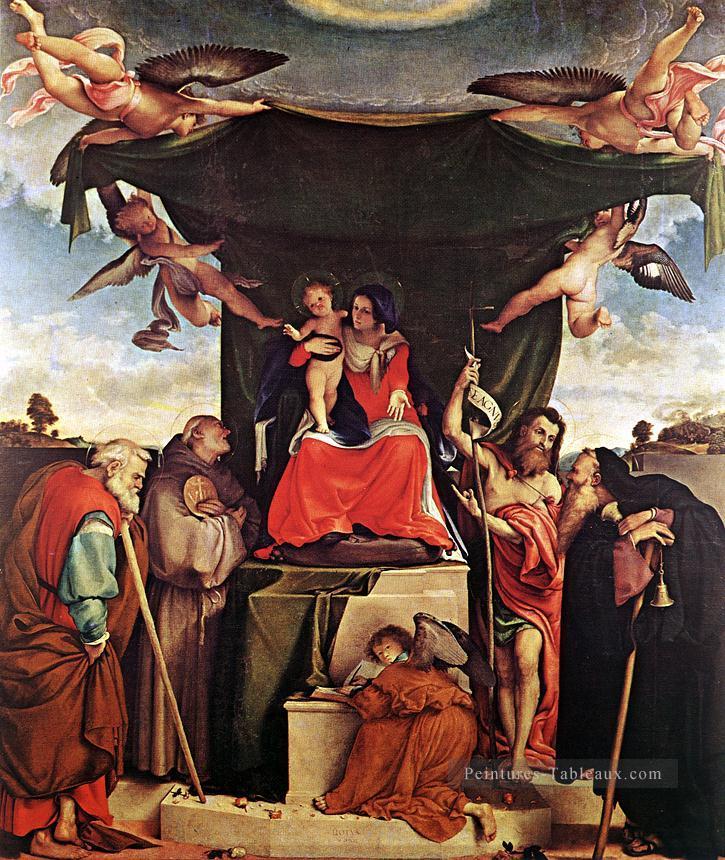 Vierge à l’Enfant avec Saints 1521 Renaissance Lorenzo Lotto Peintures à l'huile